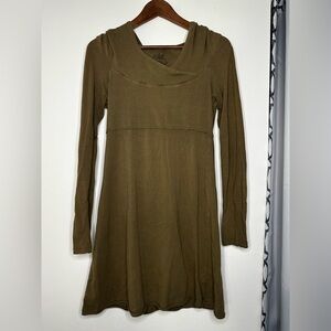 Prana Long Sleeve Hooded Dress in Olive